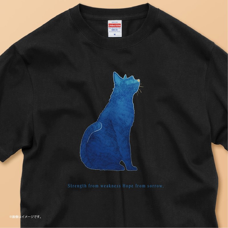 BLUE CAT /コットンTシャツ - 女 T 恤 - 棉．麻 白色