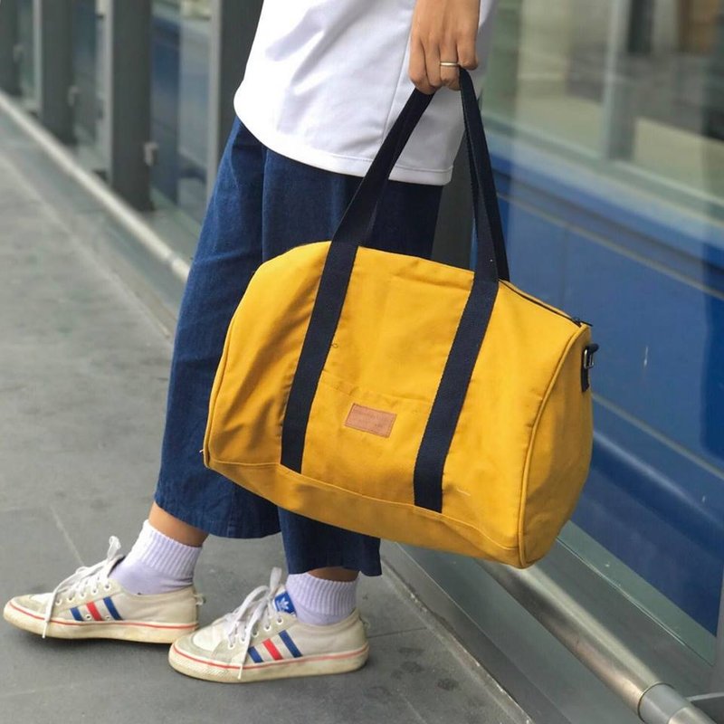Yellow duffel canvas XL bag waterproof - 側背包/斜背包 - 其他材質 黃色