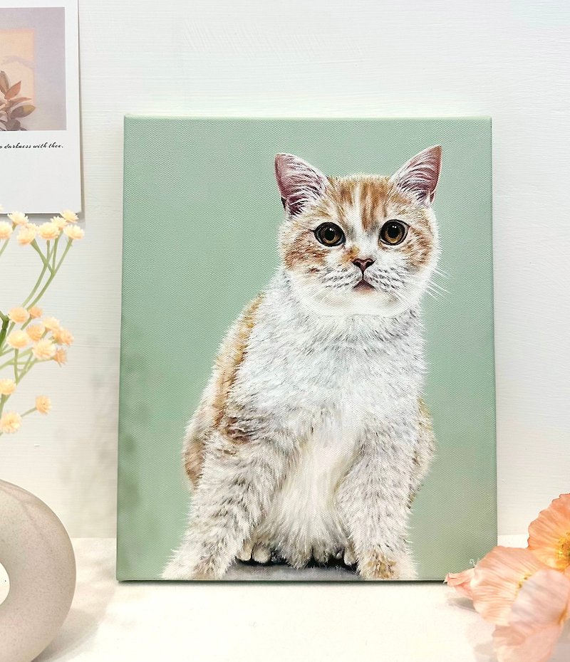 精緻寵物客製畫22*27cm 手繪 寵物肖像 油畫 送禮 - 似顏繪/客製畫像 - 棉．麻 