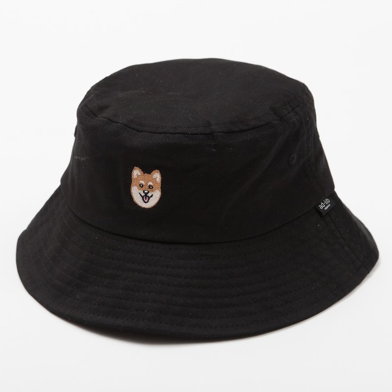 【Pjai】Embroidery Bucket Hat - Black//Denim (AH100) - หมวก - ผ้าฝ้าย/ผ้าลินิน สีดำ