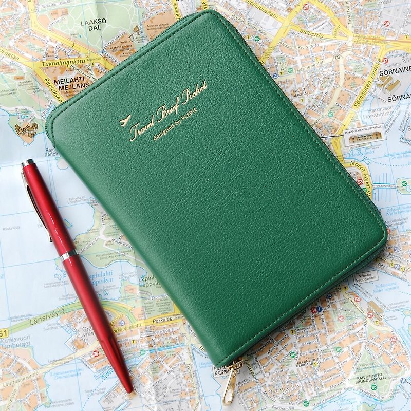 PLEPIC 時尚輕旅拉鍊護照包-森林綠,PPC93716 - 護照夾/護照套 - 人造皮革 綠色