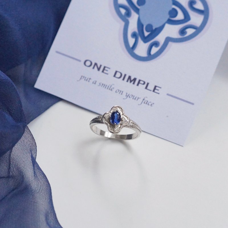 藍晶石裝飾花紋戒指 天然寶石 925銀 - 戒指 - 純銀 