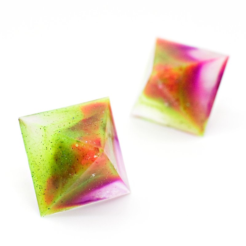 Pyramid earrings (colorful capacitors) - ต่างหู - เรซิน หลากหลายสี