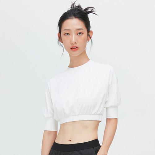 VOUX 抗菌拉格蘭袖短版吸排上衣(女)-永晝白