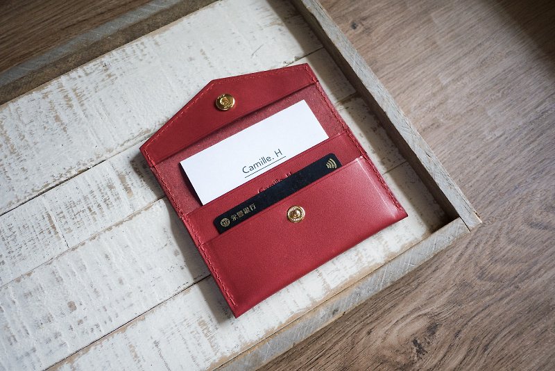 Fast shipping丨Yanzhi Red Envelope Double Layer Business Card Holder丨Customized embossing丨Graduation Commemoration - ที่เก็บนามบัตร - หนังแท้ สีแดง