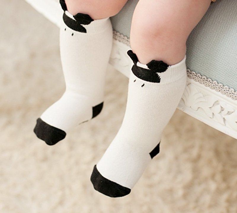 日安朵朵 / Happy Prince 小鼠嬰童及膝襪 韓國製 - 口水肩/圍兜 - 棉．麻 白色