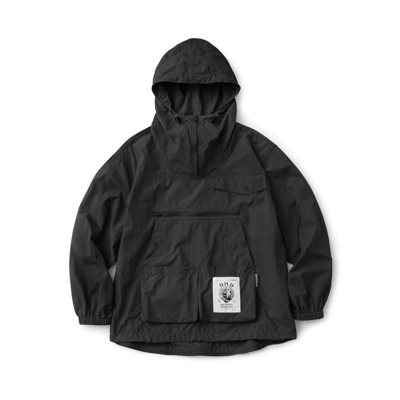 POLeR X Filter017 DBD Pullover Wrinkle Wash Nylon Splash Repellent Functional Blouse / Black - เสื้อโค้ทผู้ชาย - วัสดุอื่นๆ สีดำ