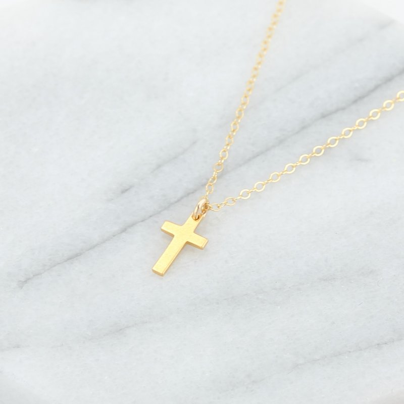 【Angel & Me】Blessed Cross s925 sterling silver 24k gold plated Birthday gift - Necklaces - 24K Gold Gold