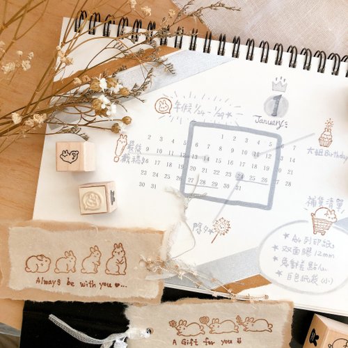 うさぎの木製スタンプセット 8個入 - ショップ Pei+Pei はんこ