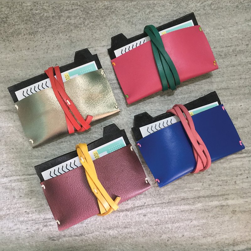Playful Colour Blocking Leather Card Holder - Card Holders & Cases - Genuine Leather Multicolor