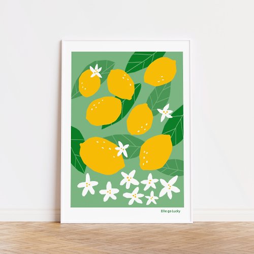 Ellie go lucky Art print/ Lemon Flower / Illustration poster A3,A2