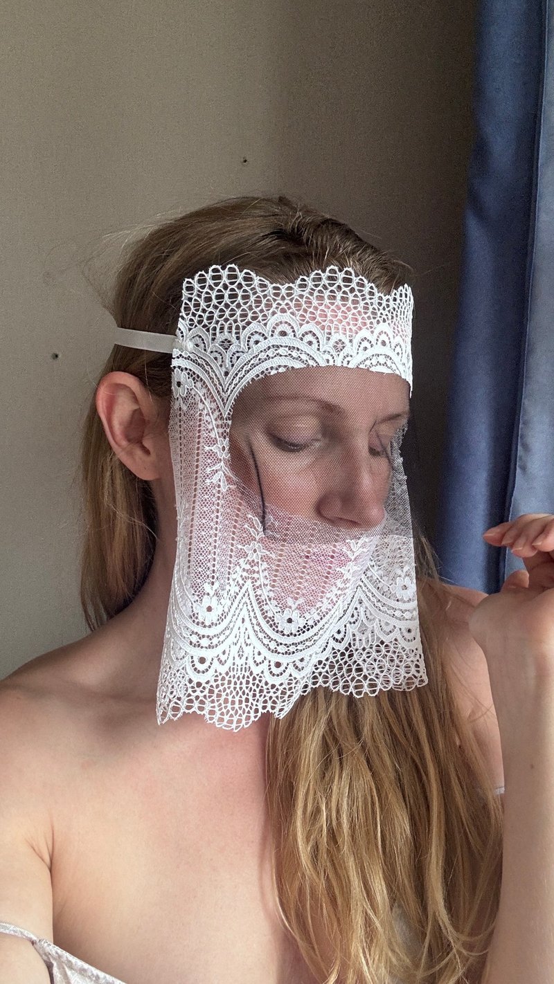 Lace sexy mask  - Fetish Blindfold mask - Sexy Eye mask - 眼罩 - 壓克力 白色