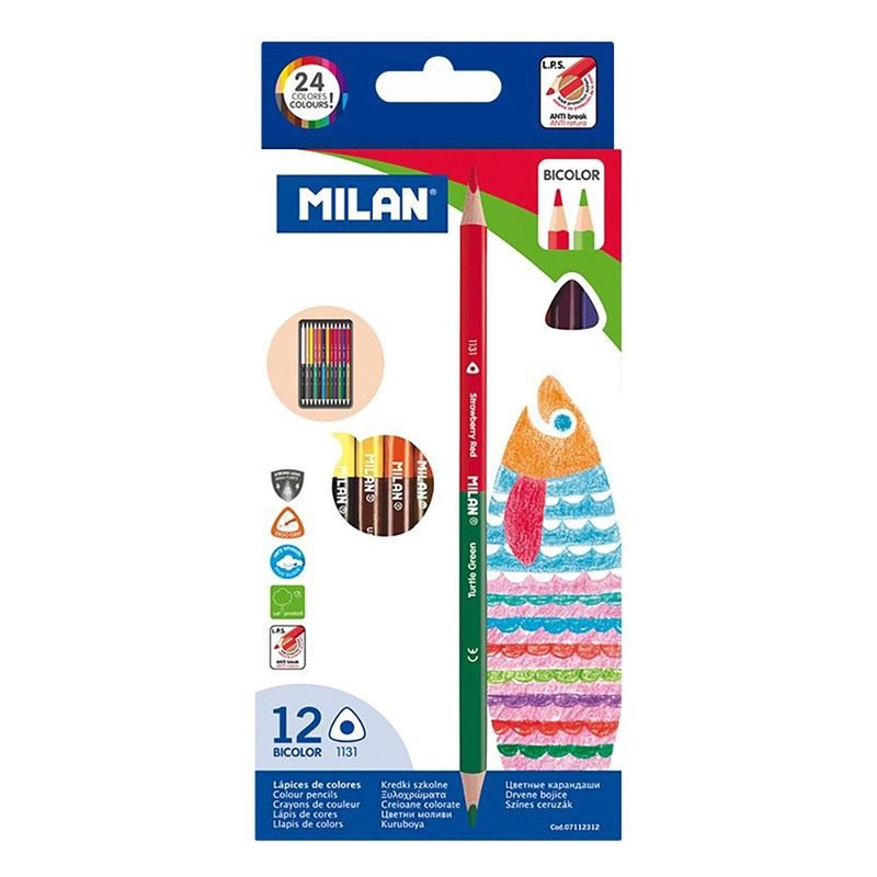MILAN雙頭色鉛筆12入24色 - 其他書寫用具 - 木頭 多色