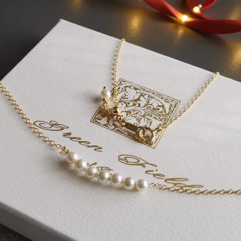 【大人の上品パール】国産貝パールの華奢ネックレス 卒業式・入学式　クリスマスギフトにも　冬ネックレス - 項鍊 - 寶石 金色