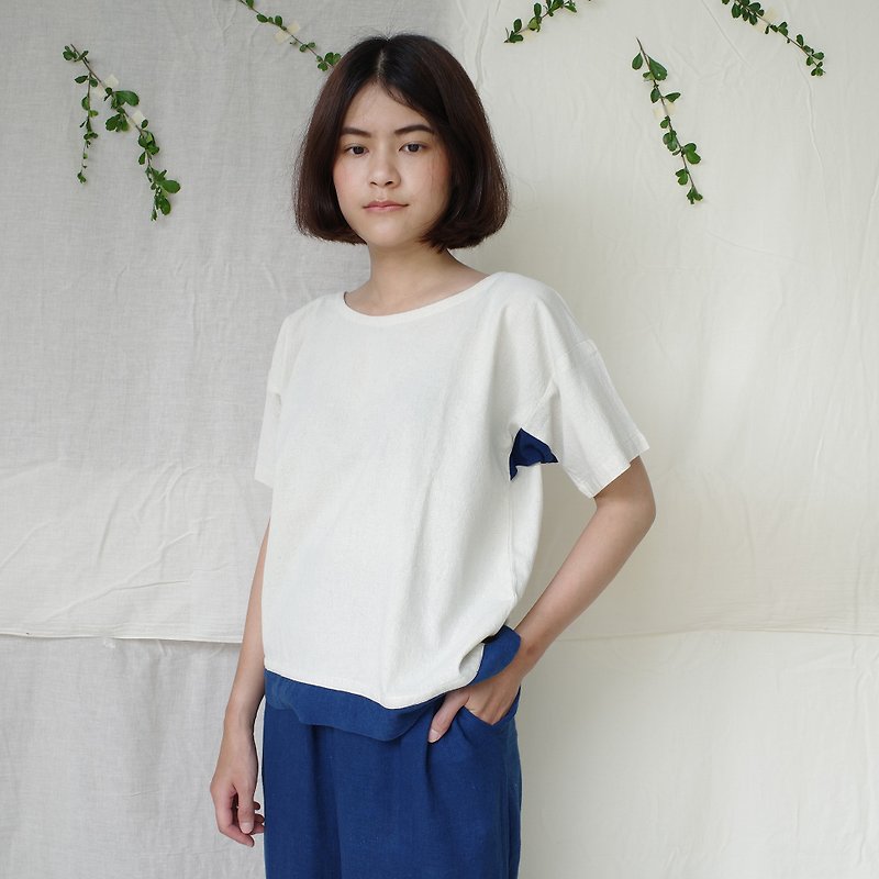 Almost plain shirt / dark indigo - 女 T 恤 - 棉．麻 藍色