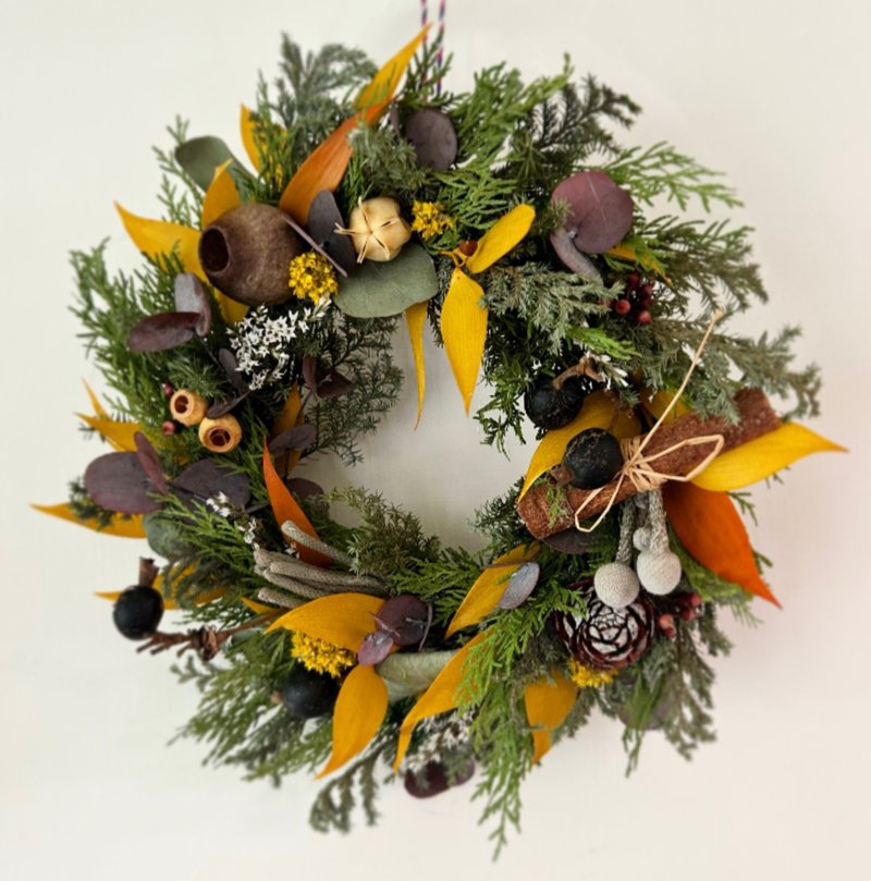 [Christmas Wreath Series] Yellow Christmas Wreath - ช่อดอกไม้แห้ง - พืช/ดอกไม้ 