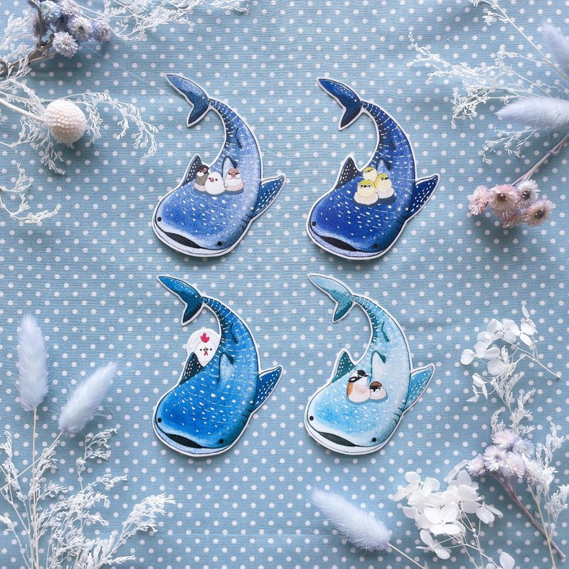 Rolia's 手作 鯨鯊/麻雀/白頭翁/綠繡眼/雞 防水透明白墨貼紙 - 貼紙 - 紙 