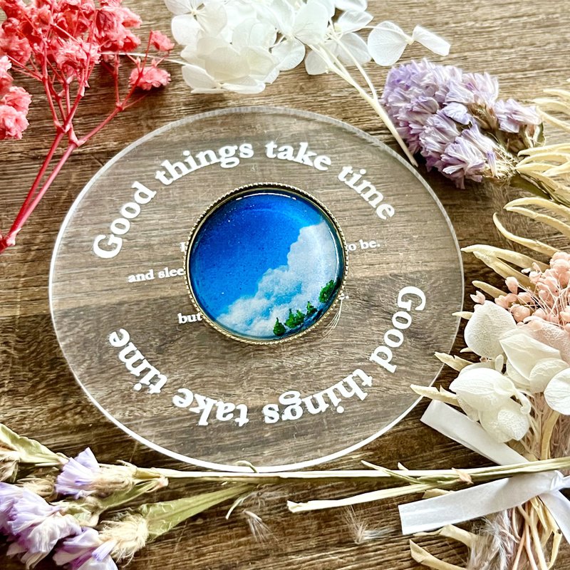 Landscape Brooch: Edge of the World, Sky, Night - เข็มกลัด - เรซิน สีน้ำเงิน