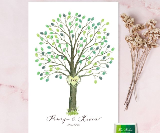 Wedding Fingerprint Tree Guest Book Poster INKS INCLUDED Custom Fingerprint  PRINTED Wedding Day Signs Wedding Reception Signs 