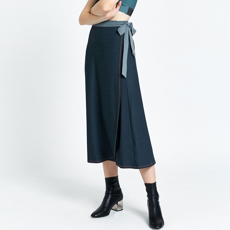 TCool Soft Denim Apron Skirt - Skirts - Polyester Blue