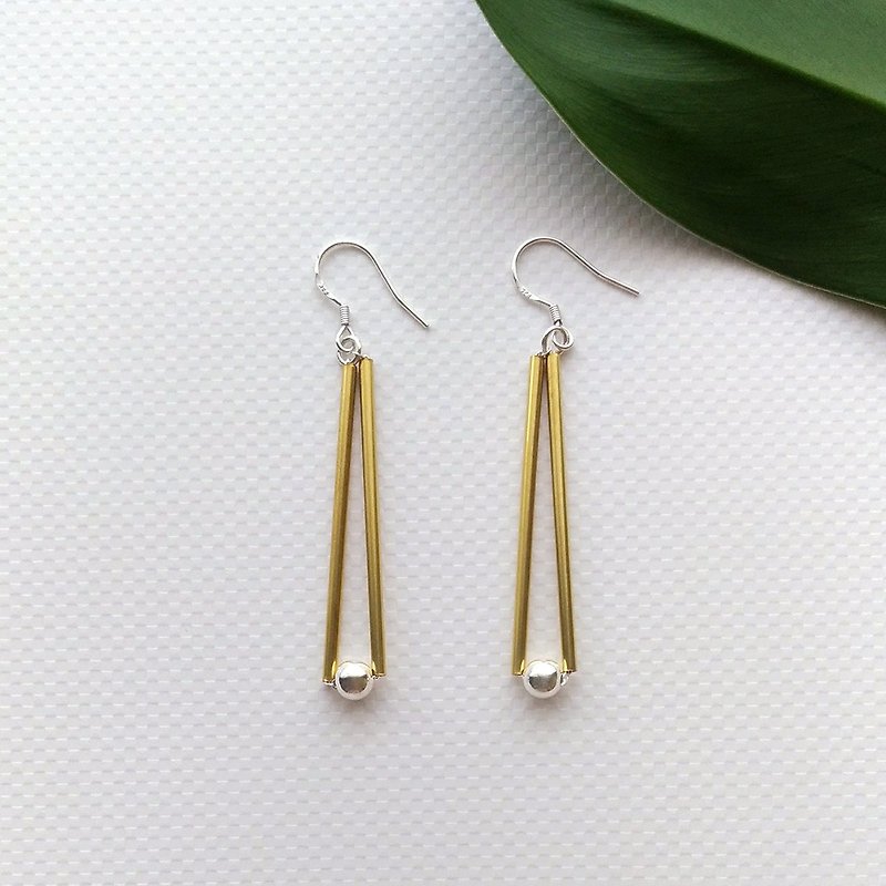 e121- silver Bronze pin clip earrings - Earrings & Clip-ons - Sterling Silver Silver