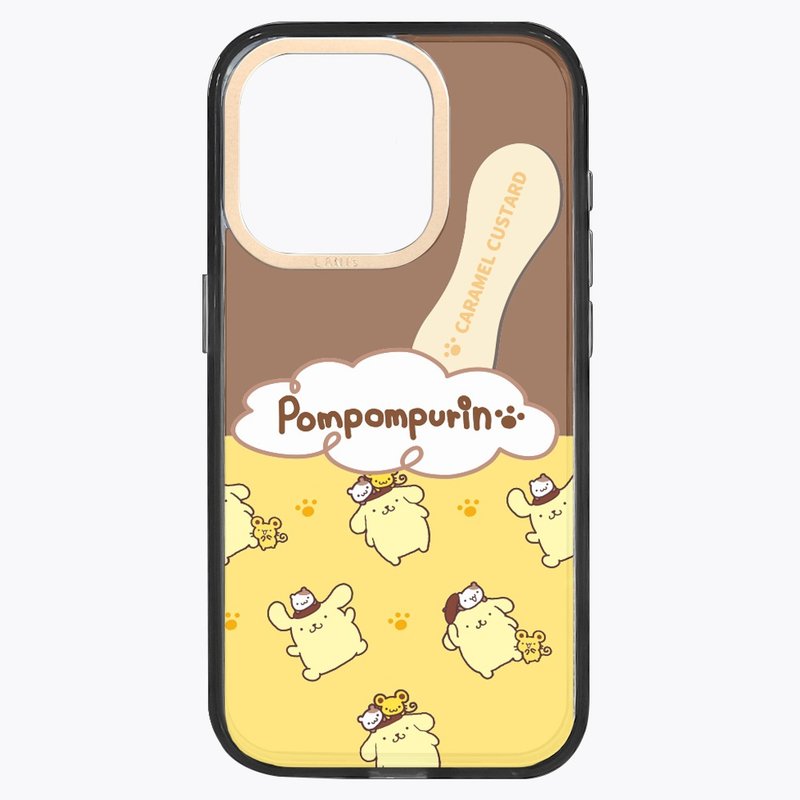 Pudding Dog Caramel Ice Cream Translucent Black Frame Standard/Magnetic Version iPhone 16 15 14 13 Pro Max - เคส/ซองมือถือ - วัสดุอีโค สีใส