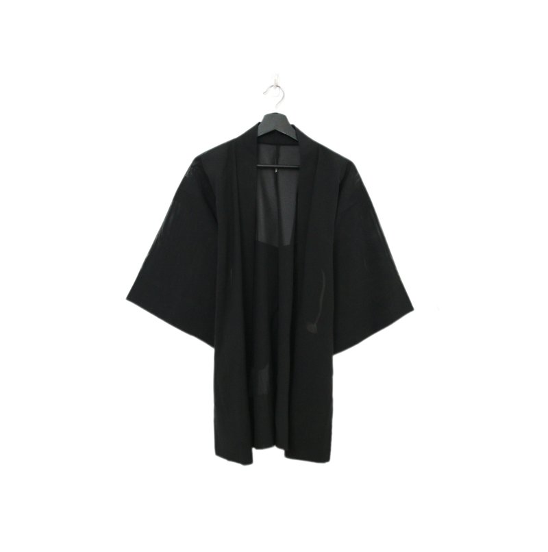 Back to Green-日本透膚羽織 白色抽繩 tf-06/vintage kimono - 女大衣/外套 - 絲．絹 