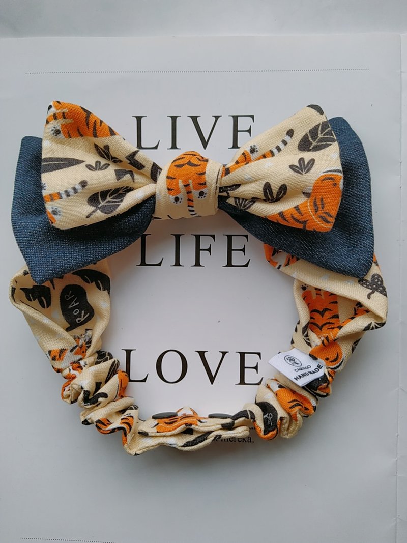 Jin Handmade little tiger headband/baby bow headband - หมวกเด็ก - ผ้าฝ้าย/ผ้าลินิน 