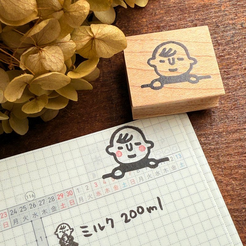 ひょっこり赤ちゃん*26mm×30mm*ラバースタンプ*R1051 - 印章/印台 - 木頭 