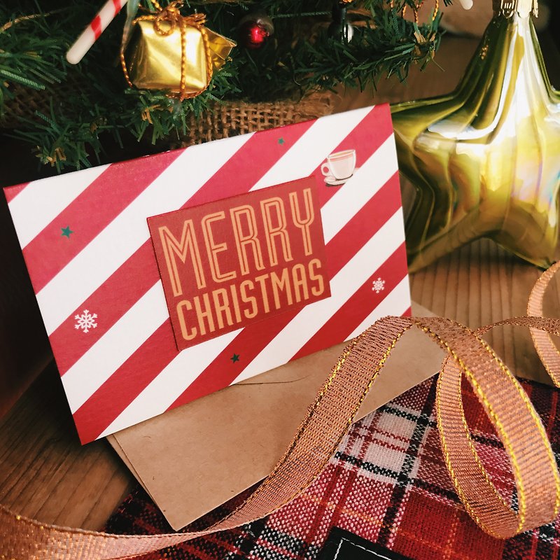 Small Christmas Card 02 (2 sheets in): Milk Tea HO HO HO!!! with envelope set - การ์ด/โปสการ์ด - กระดาษ สีแดง