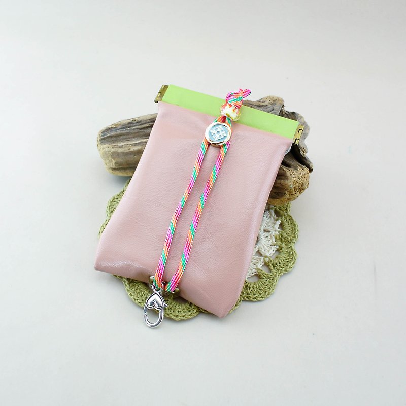 ✦. Good comfortable stitching Wallets shrapnel. ✦ key / key / Storage / key case - Keychains - Genuine Leather Pink