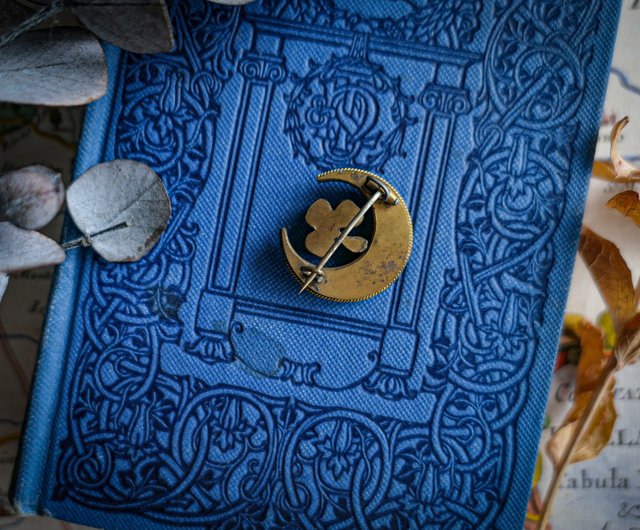 1950s〜 イタリア製 マイクロモザイク ブローチ 3点セット イタリア製 三日月とクローバー マイクロ モザイク ブローチ