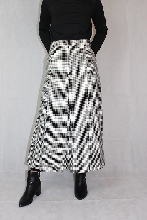 Ceci Vintage 古著 / 黑白格紋百摺褲裙