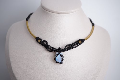 Macramé Crafts 月亮石 蠟線編織頸繩 頸圈