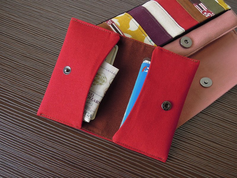頂天立地的手工布作名片包 - 多種用途 - 正紅色 - 名片夾/名片盒 - 棉．麻 紅色