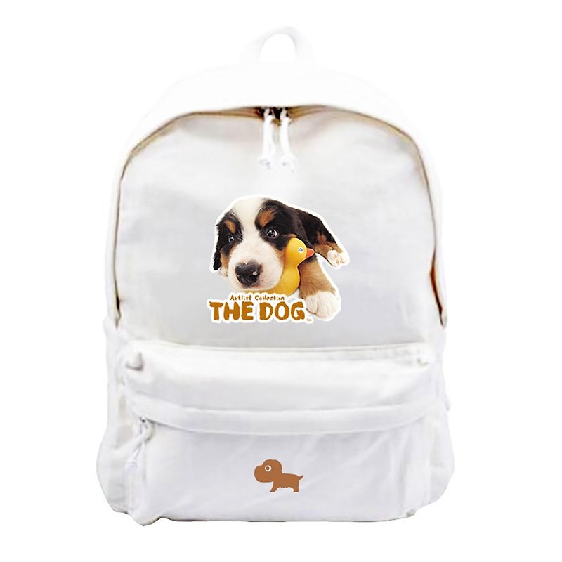 The Dog big dog license - new zipper backpack (white) - Backpacks - Cotton & Hemp Brown