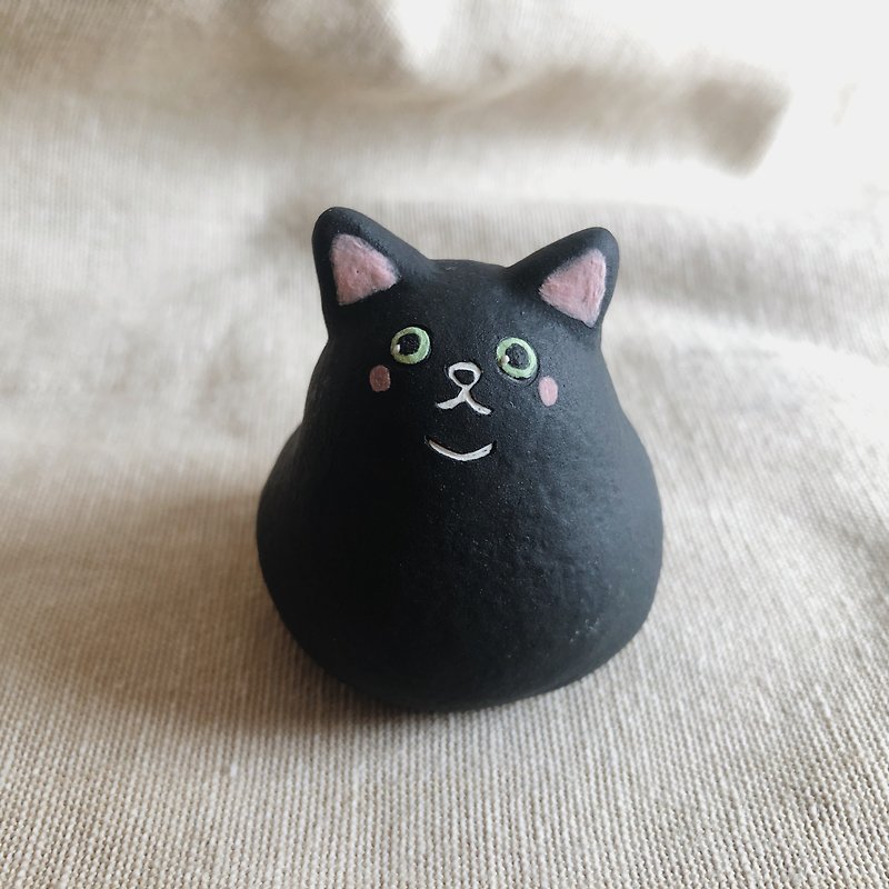 子猫セラミック置物 -ブラック猫 - 人形・フィギュア - 磁器 ブラック