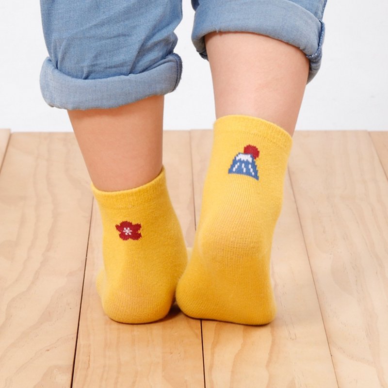 Children's antibacterial and deodorizing 1/2 stockings - Mount Fuji (3 colors) - Socks - Cotton & Hemp Orange