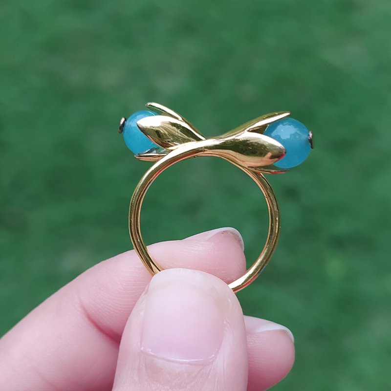 【雙11折扣】Silver ring, Aquamarine ring ,Lucky stone , adjustable ring - 戒指 - 純銀 