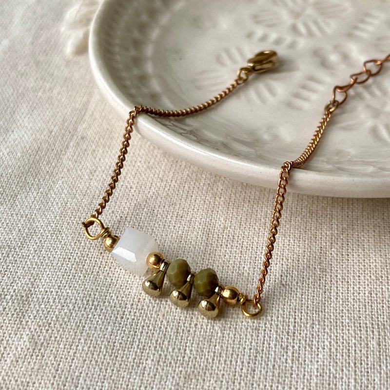 老林雜貨 | 焦糖QQ椰果手鏈 - 手鍊/手環 - 銅/黃銅 金色