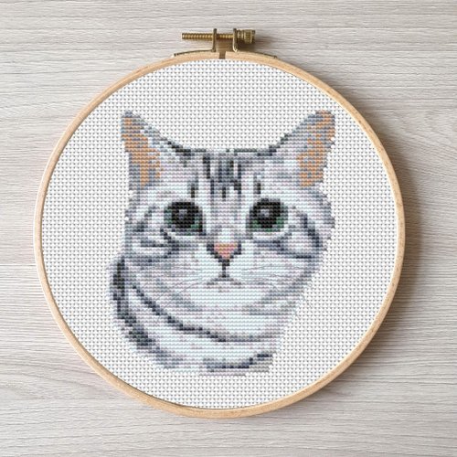 刺繡貓刺繡簡単diy 猫クロスステッチパターンpdf ショップ Embroidery Dreams 編み物 刺繍 羊毛フェルト 裁縫 Pinkoi