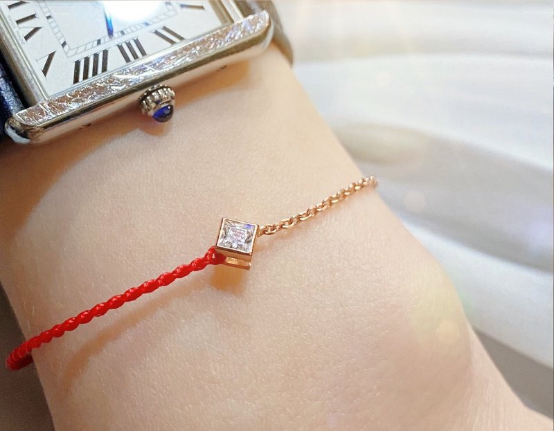 Sister chain/girlfriend chain princess zircon red Stone bracelet white k/yellow k/ Rose Gold 15+3cm half line and half - Bracelets - Sterling Silver Red