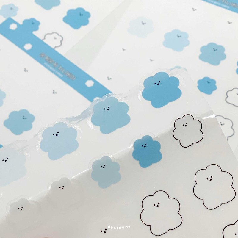 韓國文創 Chanibear sticker - cloudy cloudy 可爱的粘贴 - 貼紙 - 紙 藍色
