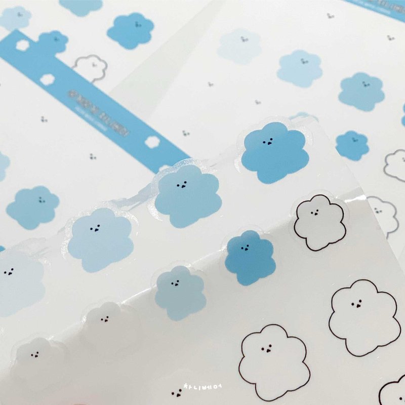 韓國文創 Chanibear sticker - cloudy cloudy 可爱的粘贴 - 貼紙 - 紙 藍色