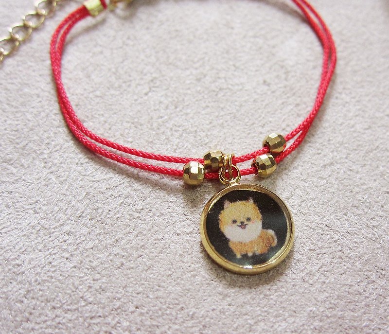 Bo Mei squirrel dog brass bracelet / bracelet can be adjusted according to your hand size adjustment length - สร้อยข้อมือ - โลหะ สีส้ม