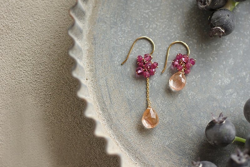 14kgf-Fibreピアス - 耳環/耳夾 - 半寶石 粉紅色