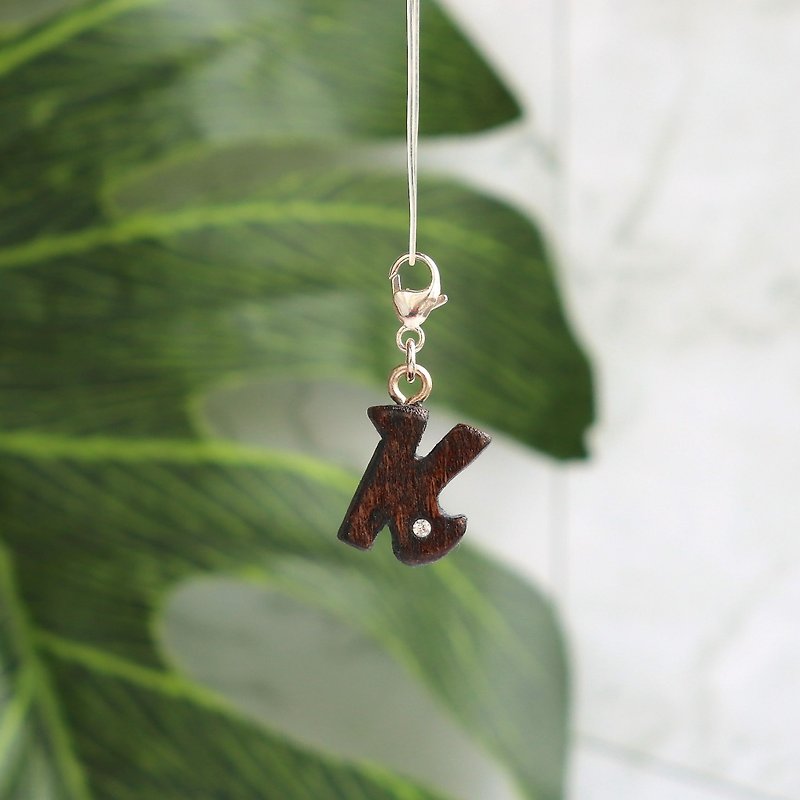 Letter wooden charm - K - Charms - Wood Brown