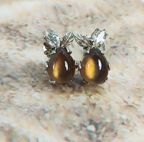 Be'shine Jewelry Official Earrings Aurora of T'Sea - Brazilian Smoky Quartz with Pearl Shell