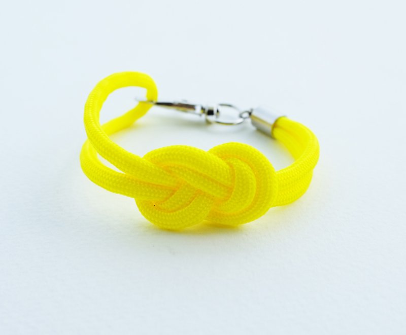 Paracord infinity-knot with metal clip bracelet in NEON YELLOW - Bracelets - Other Materials Yellow