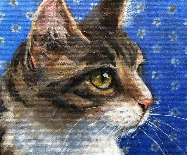 油絵　油彩画　猫　オリジナル 油絵 油彩 猫 オリジナルの通販 by MB's shop｜ラクマ